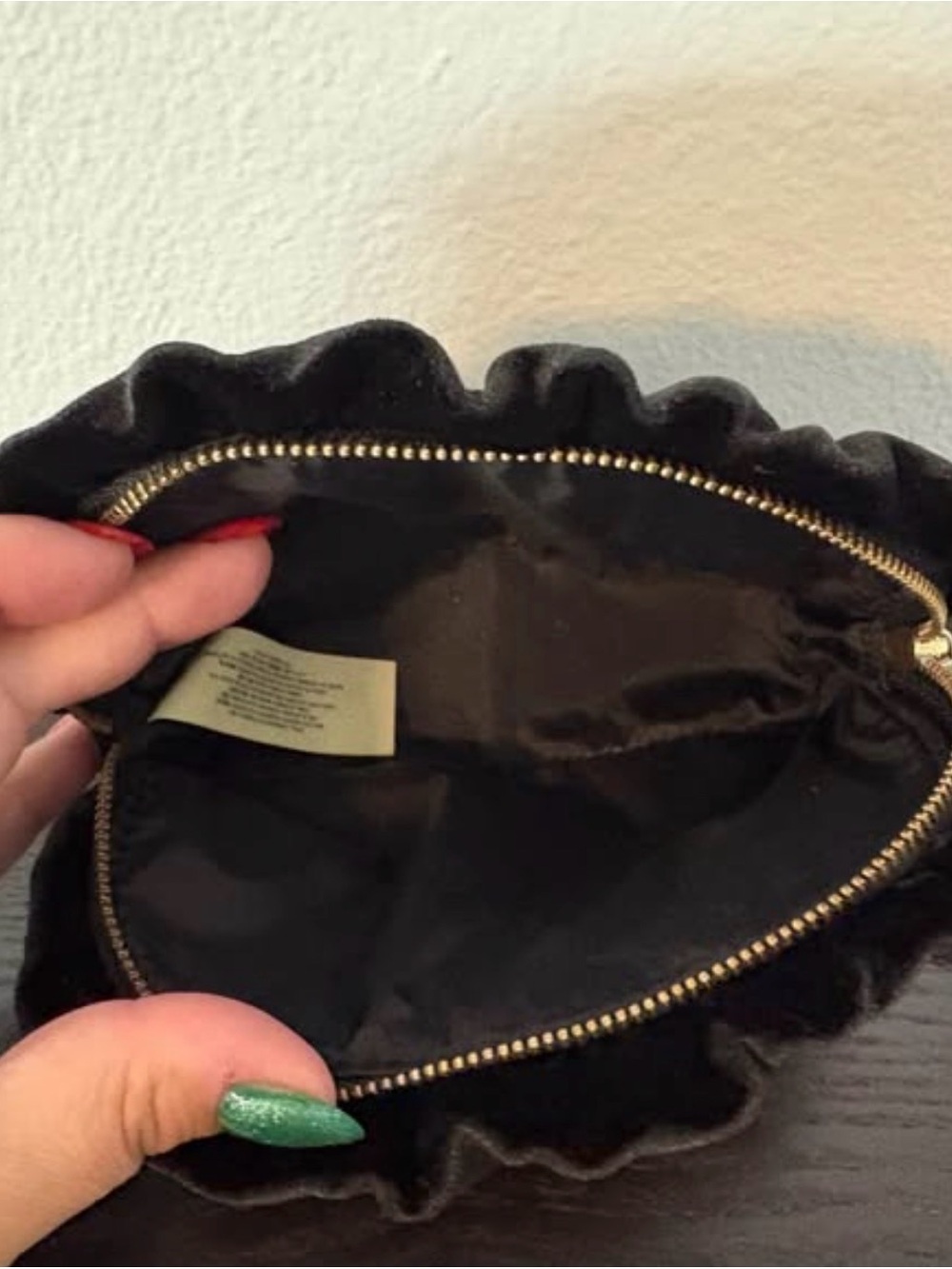 kate spade Black Velvet Ruffle Cosmetic Case - Picture 2 of 2